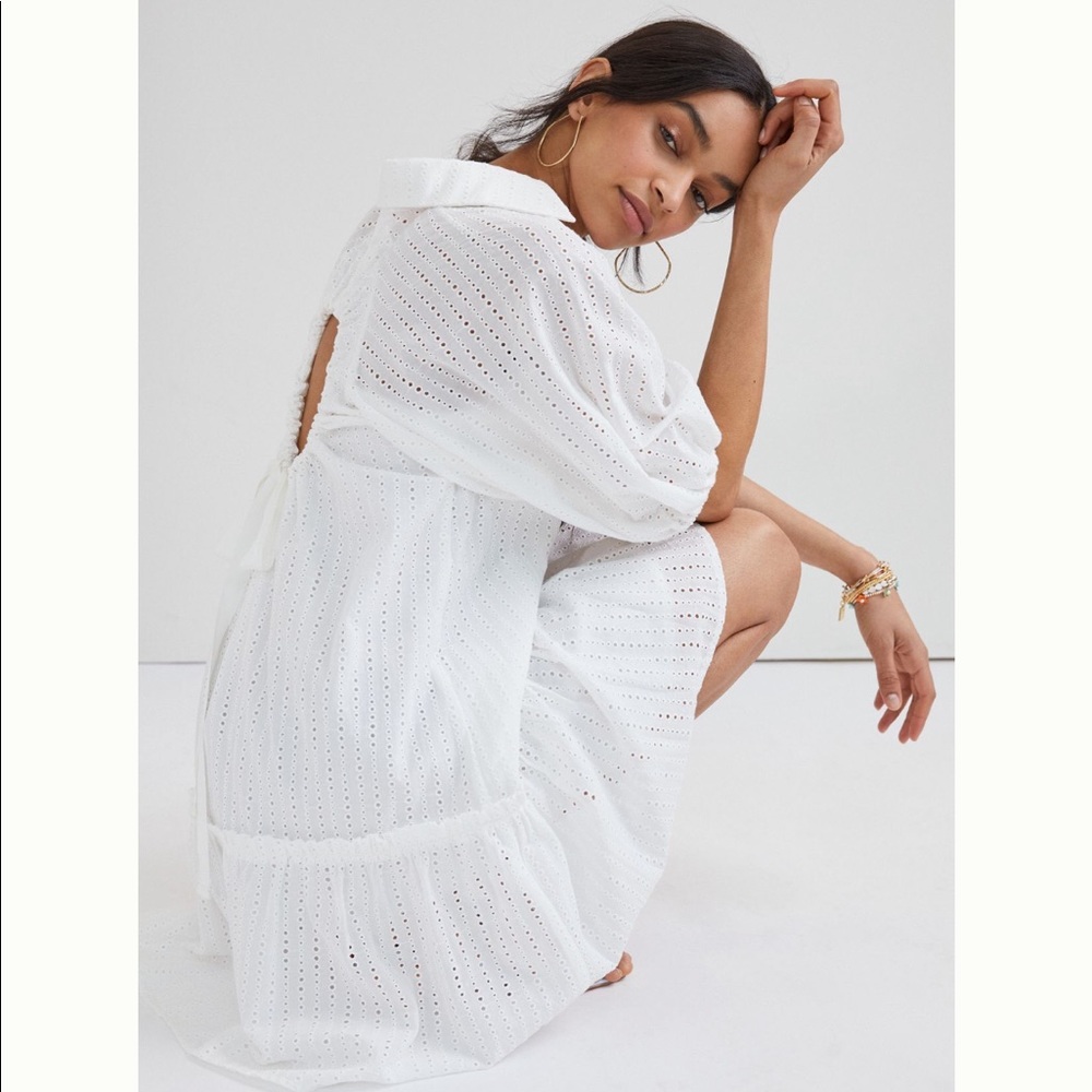NWT Anthropologie Julien Eyelet Mini Dress White M